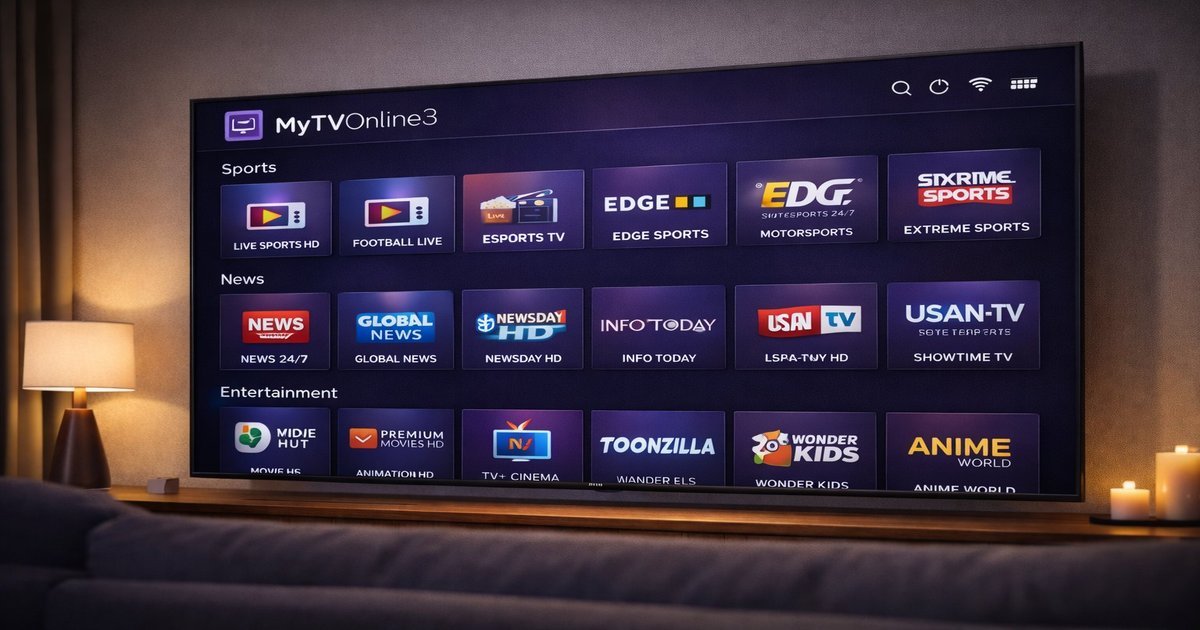 Interface MyTVOnline 3 no Formuler Z11 Pro com lista de canais IPTV