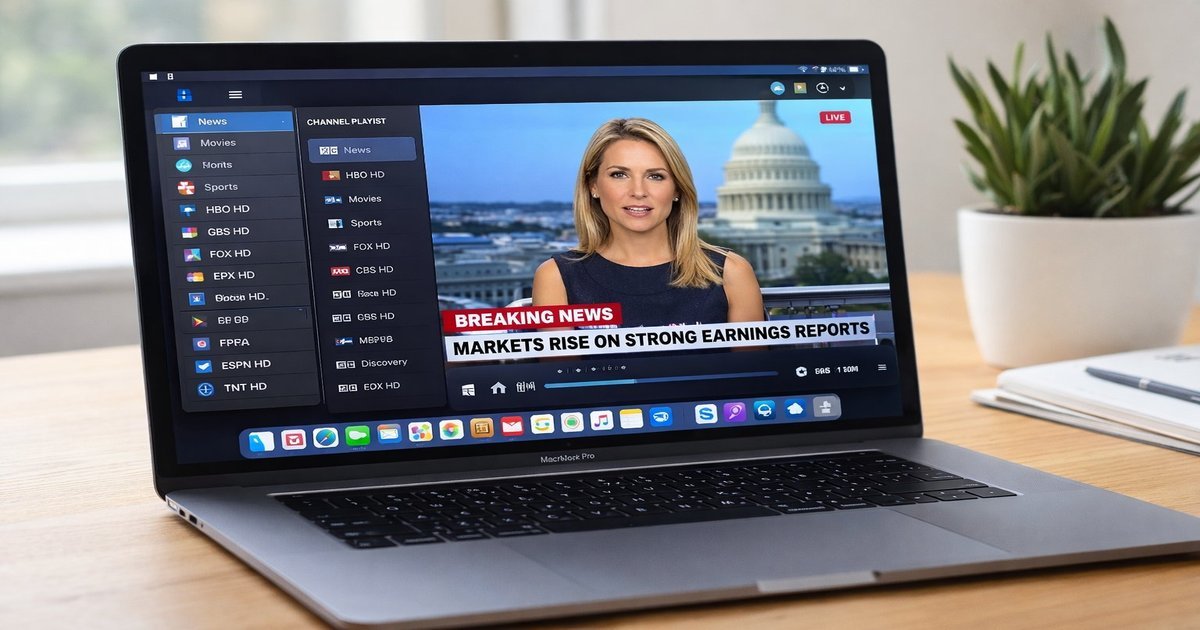 VLC Media Player configurado com playlist M3U IPTV no Windows 11